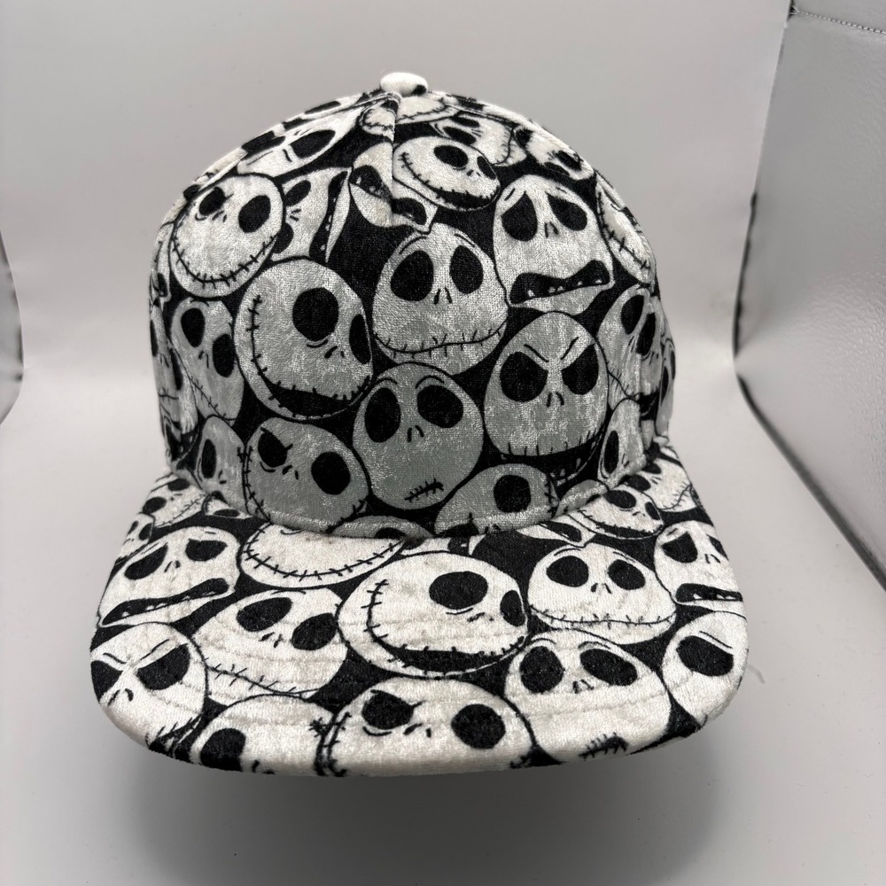 Disney Nightmare Before Christmas Jack Skellington Velour Snapback Hat Blk/Wht